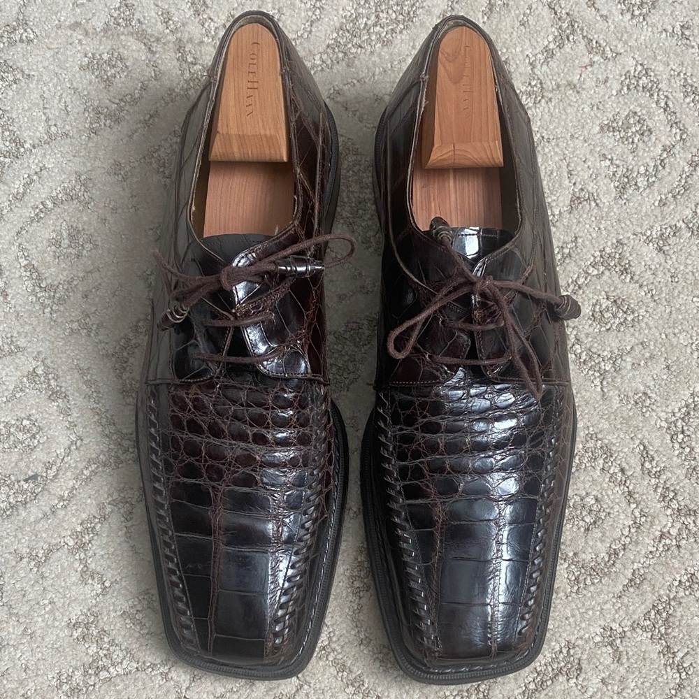 Mezlan Men’s Dark Brown Real Gator Skin Dress Shoes